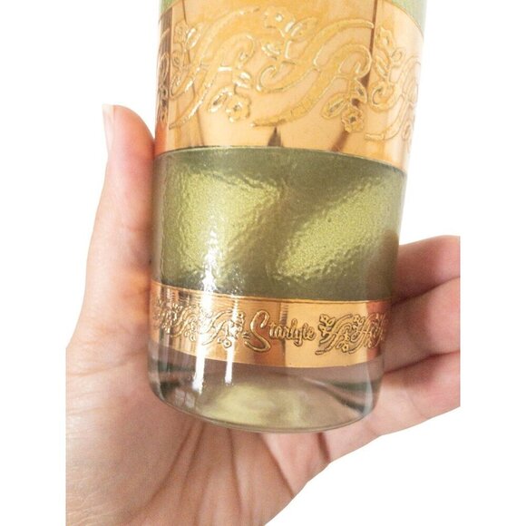 Vintage Starlyte Mid-Century Gold & Green Highball Glasses Set Of 6 - Picture 2 of 10